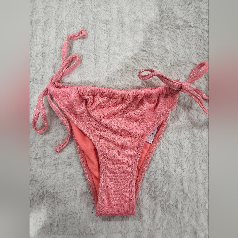 Pink Bikini Bottom with Side Ties